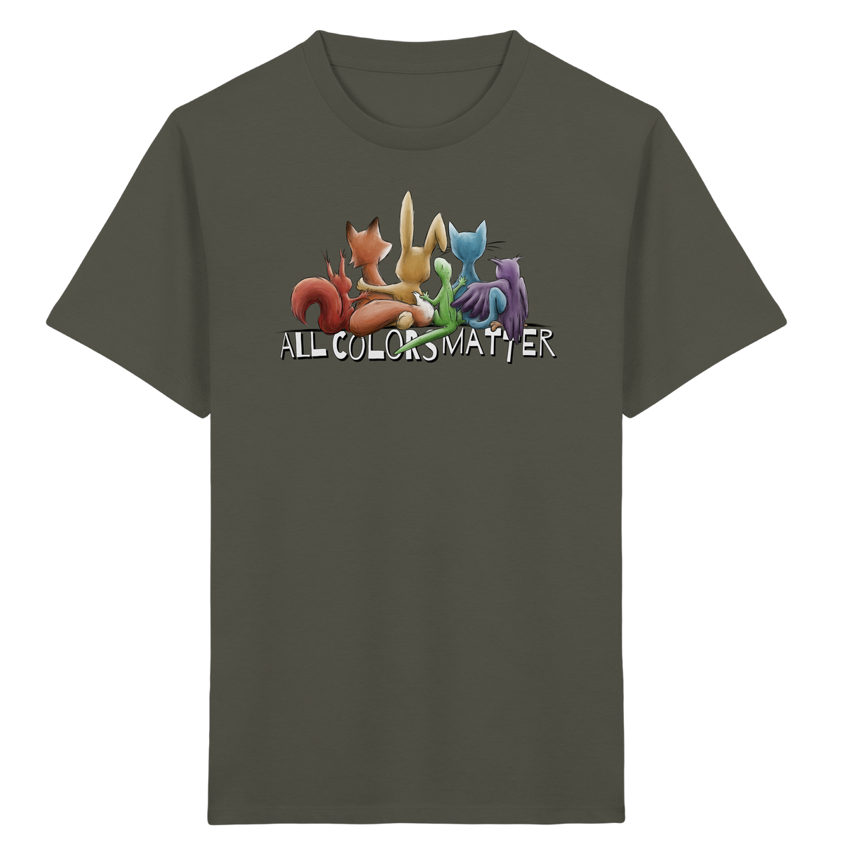 All Colors Matter! Regenbogen Tiere für Vielfalt - Kids Organic Shirt