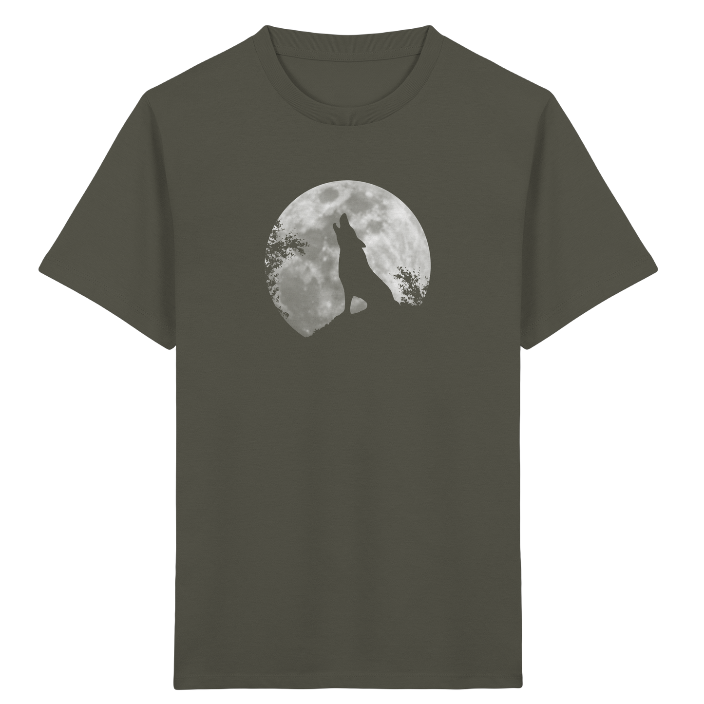 Heulender Wolf Silhouette vor Vollmond - Kids Organic Shirt