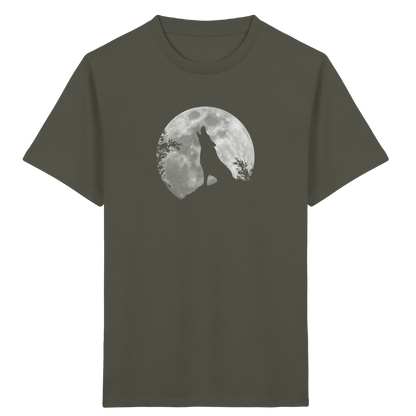Heulender Wolf Silhouette vor Vollmond - Kids Organic Shirt