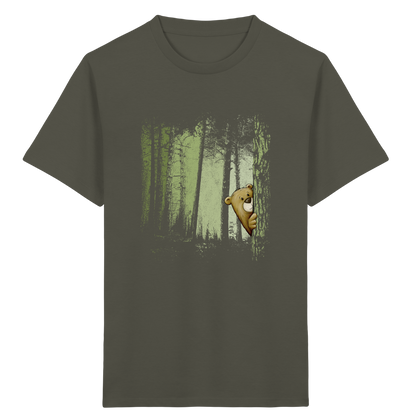 Comic Bär versteckt im Zwielicht Wald - Kids Organic Shirt