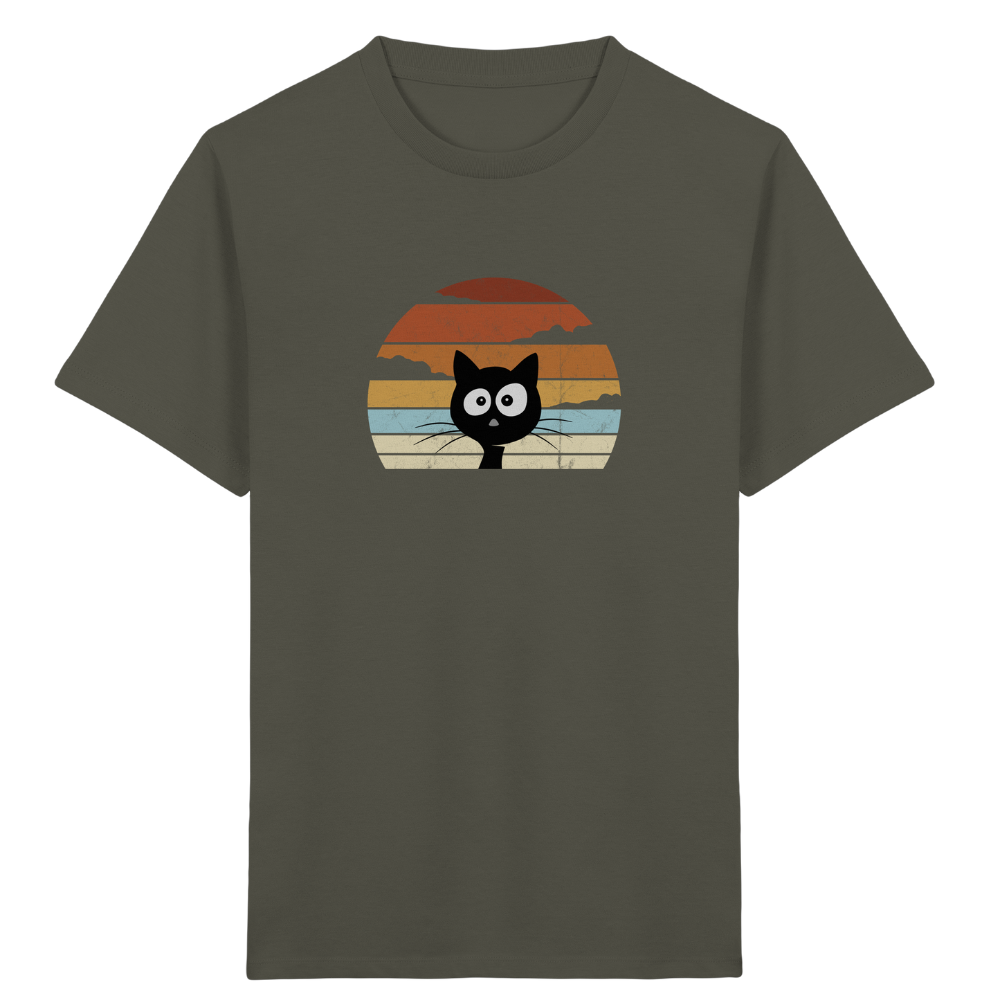 Retro schwarze Katze vor Sonnenuntergang - Kids Organic Shirt