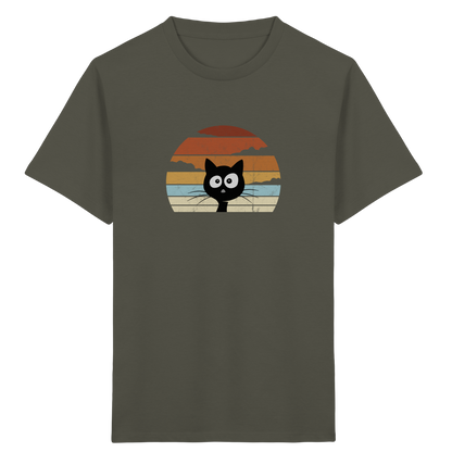 Retro schwarze Katze vor Sonnenuntergang - Kids Organic Shirt