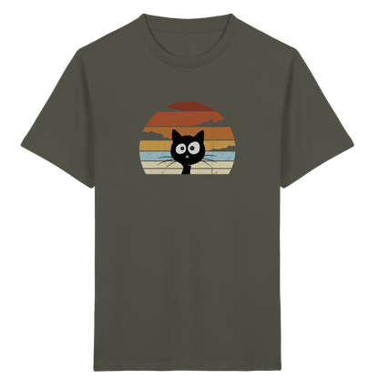 Retro schwarze Katze vor Sonnenuntergang - Kids Organic Shirt