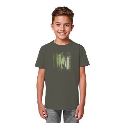 Luchs Wildkatze im Zwielicht Wald - Kids Organic Shirt