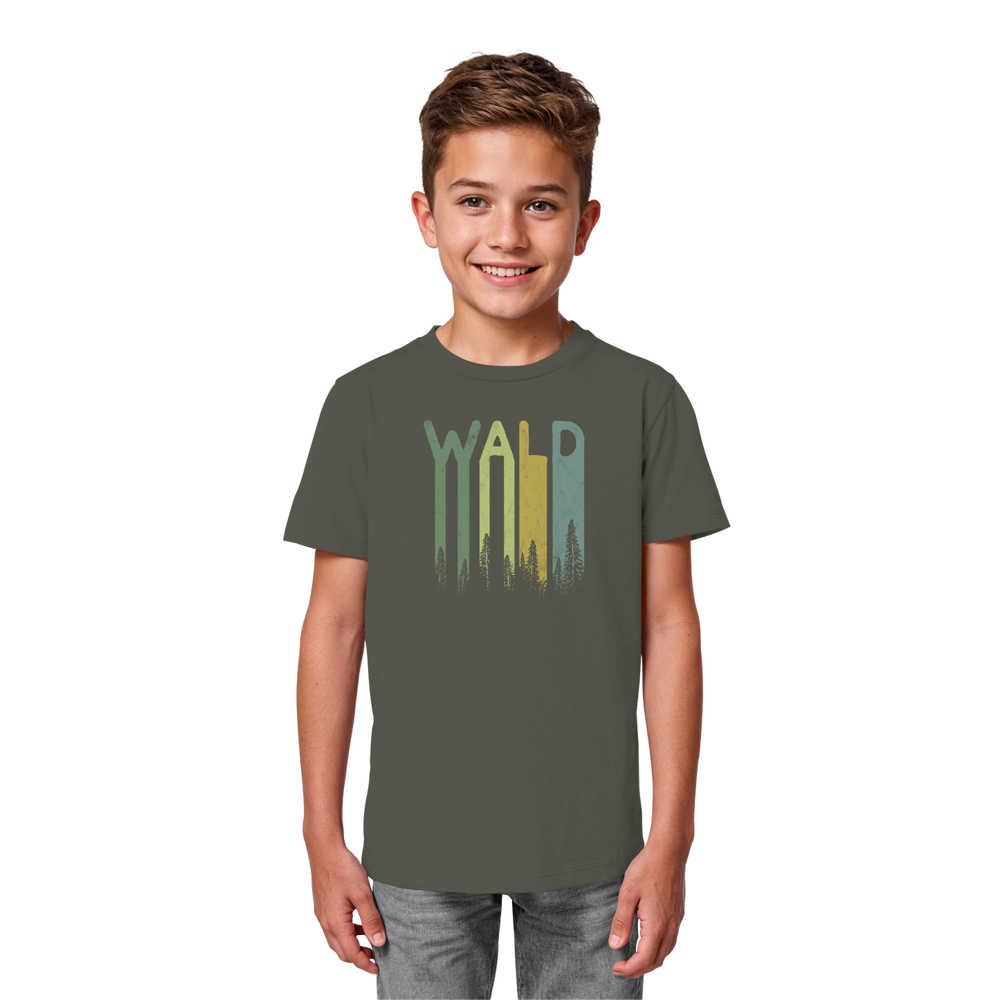 Wald Retro Forst Schriftzug - Kids Organic Shirt