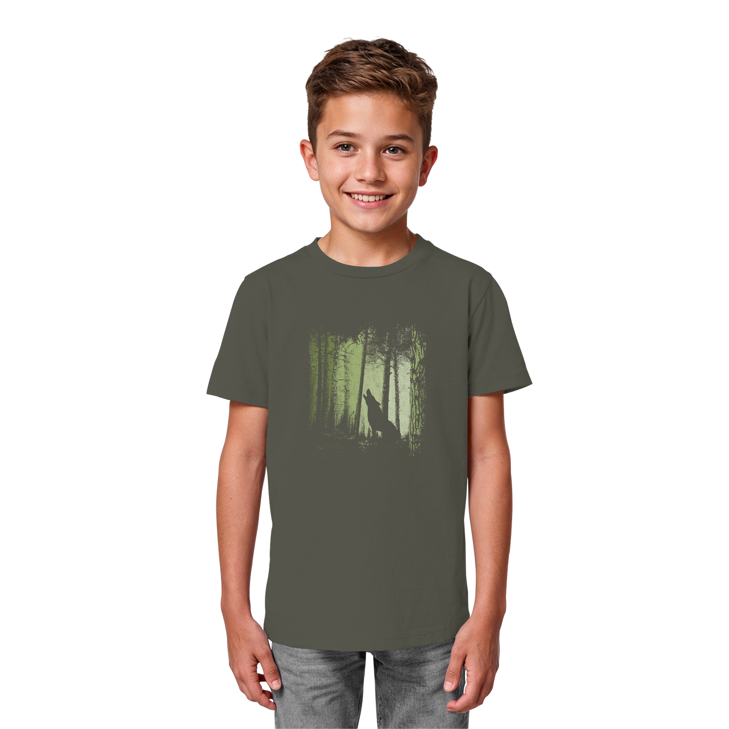 Einsamer Wolf im Zwielicht Wald  - Kids Organic Shirt