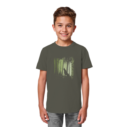 Einsamer Wolf im Zwielicht Wald  - Kids Organic Shirt