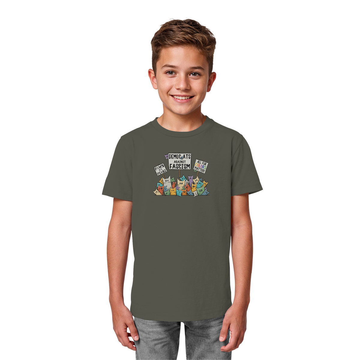 Demo-Katzen gegen Faschismus und für Vielfalt - Kids Organic Shirt