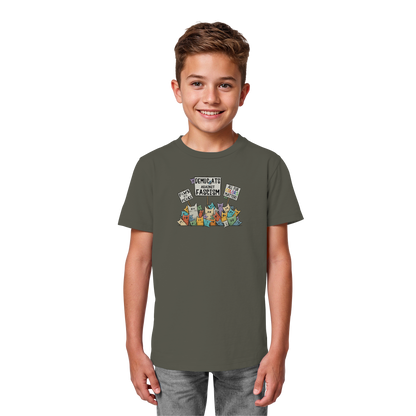 Demo-Katzen gegen Faschismus und für Vielfalt - Kids Organic Shirt