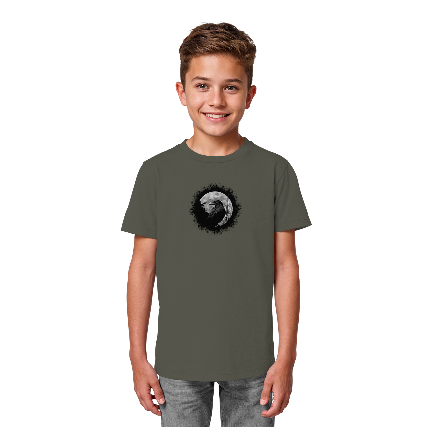 Schwarzer Rabe bei Vollmond  - Kids Organic Shirt