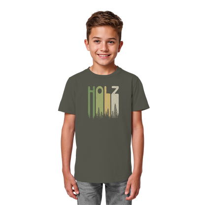 Holz Retro Wald Schriftzug - Kids Organic Shirt