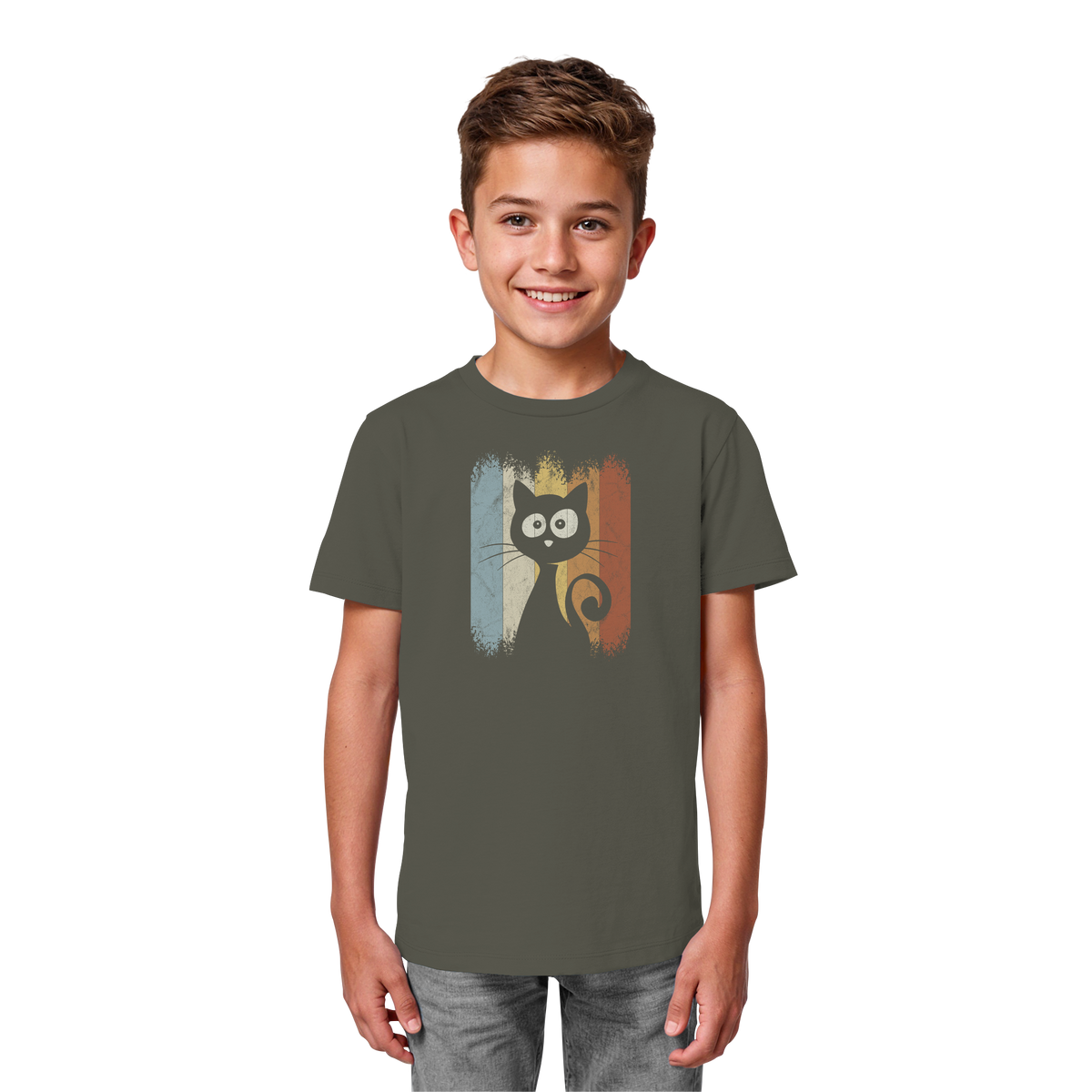 Retro Katze Silhouette - Kids Organic Shirt