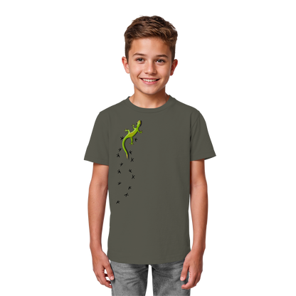 Kletternder Gecko mit Spuren - Kids Organic Shirt