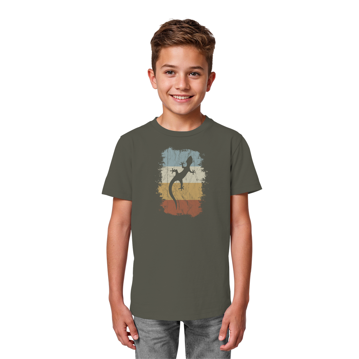 Retro Gecko Salamander Silhouette - Kids Organic Shirt
