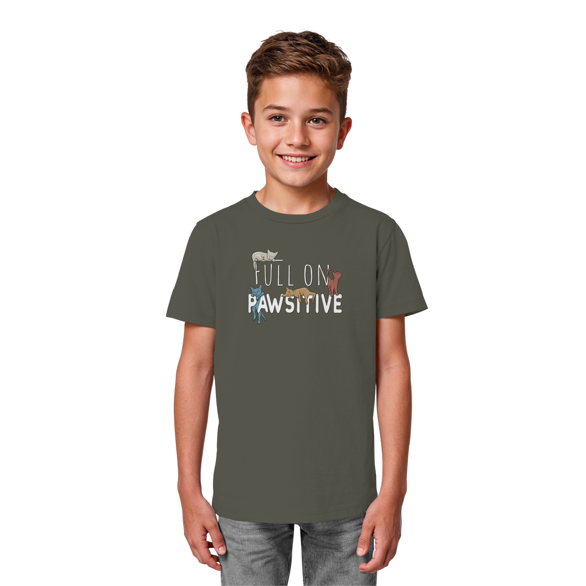 Full On Pawsitive! Gechillte Katzen - Kids Organic Shirt