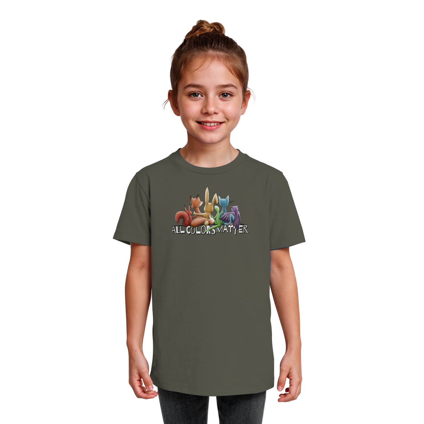 All Colors Matter! Regenbogen Tiere für Vielfalt - Kids Organic Shirt