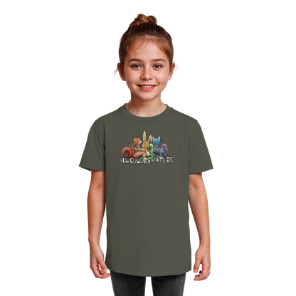 All Colors Matter! Regenbogen Tiere für Vielfalt - Kids Organic Shirt