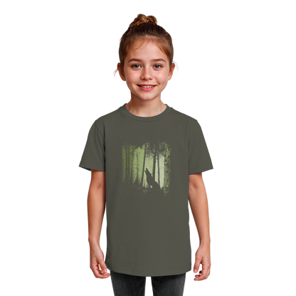 Einsamer Wolf im Zwielicht Wald  - Kids Organic Shirt