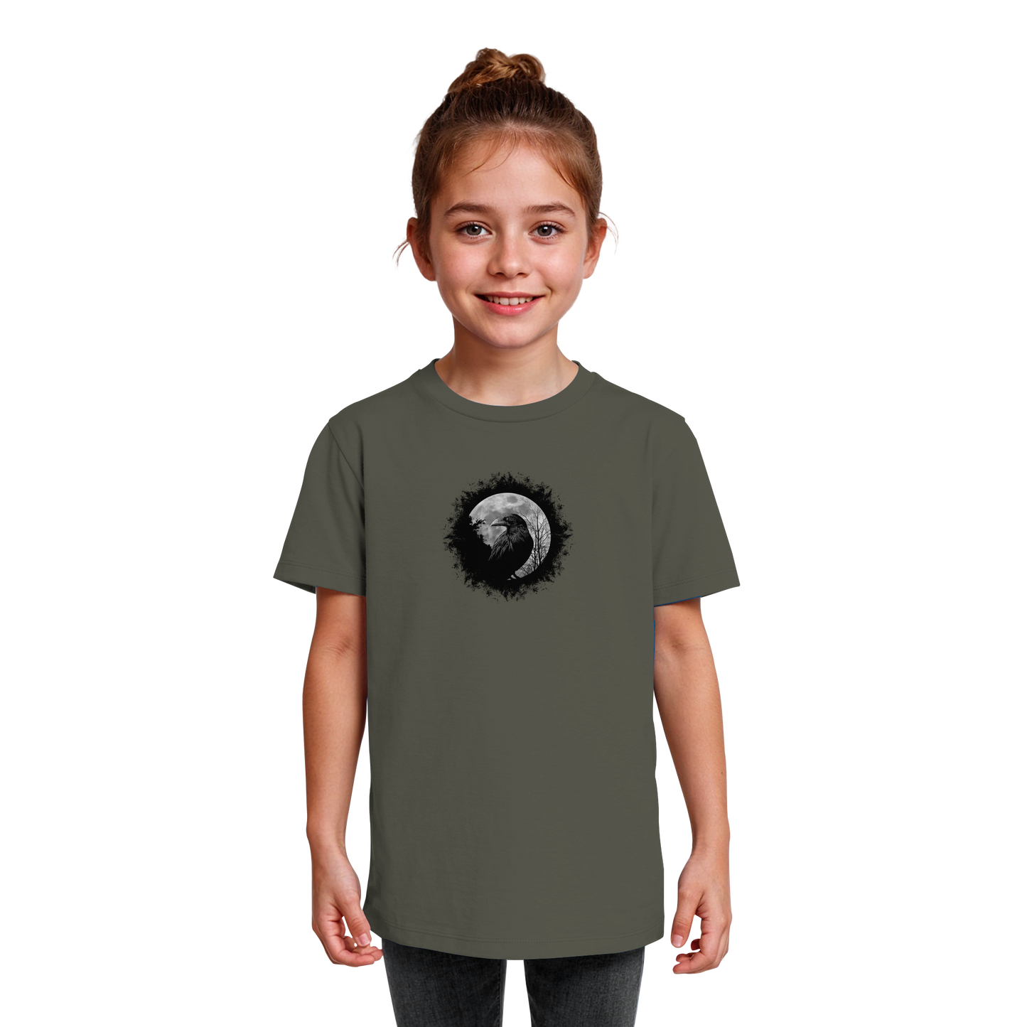 Schwarzer Rabe bei Vollmond  - Kids Organic Shirt