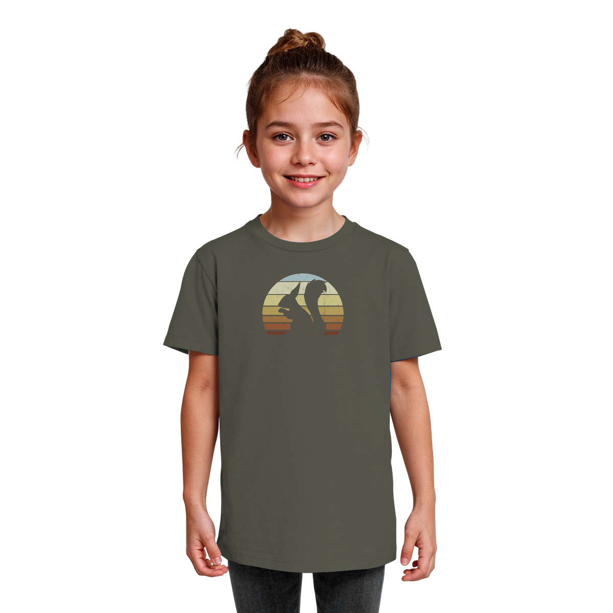 Retro Eichhörnchen Silhouette - Kids Organic Shirt