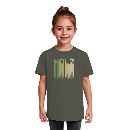 Holz Retro Wald Schriftzug - Kids Organic Shirt