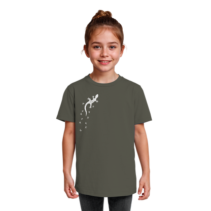 Gecko Eidechse Silhouette hell - Kids Organic Shirt