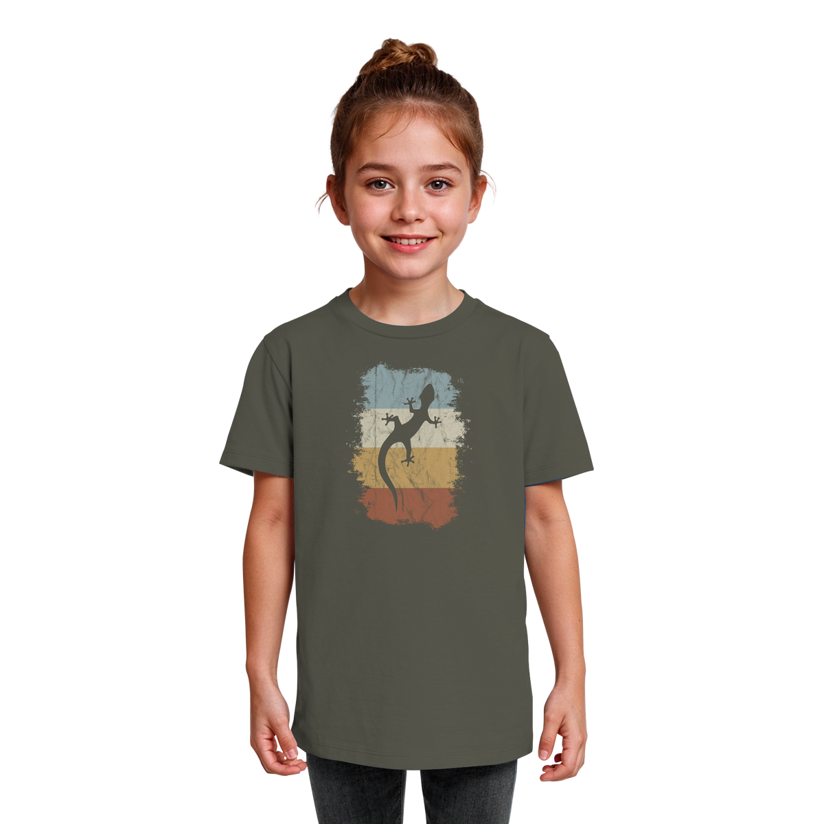 Retro Gecko Salamander Silhouette - Kids Organic Shirt