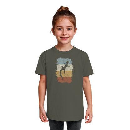 Retro Gecko Salamander Silhouette - Kids Organic Shirt