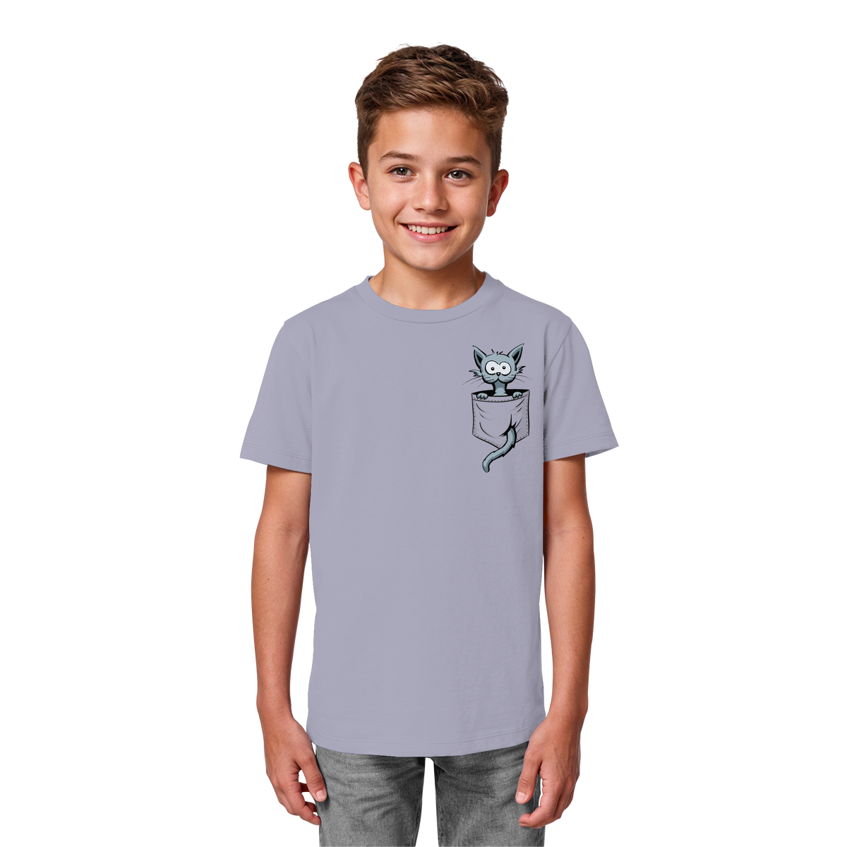 Verrückte Katze in Deiner Brust-Tasche - Kids Organic Shirt