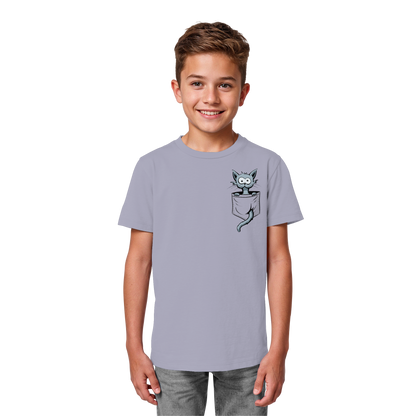 Verrückte Katze in Deiner Brust-Tasche - Kids Organic Shirt