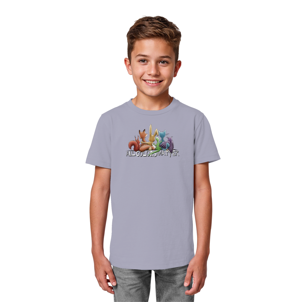 All Colors Matter! Regenbogen Tiere für Vielfalt - Kids Organic Shirt
