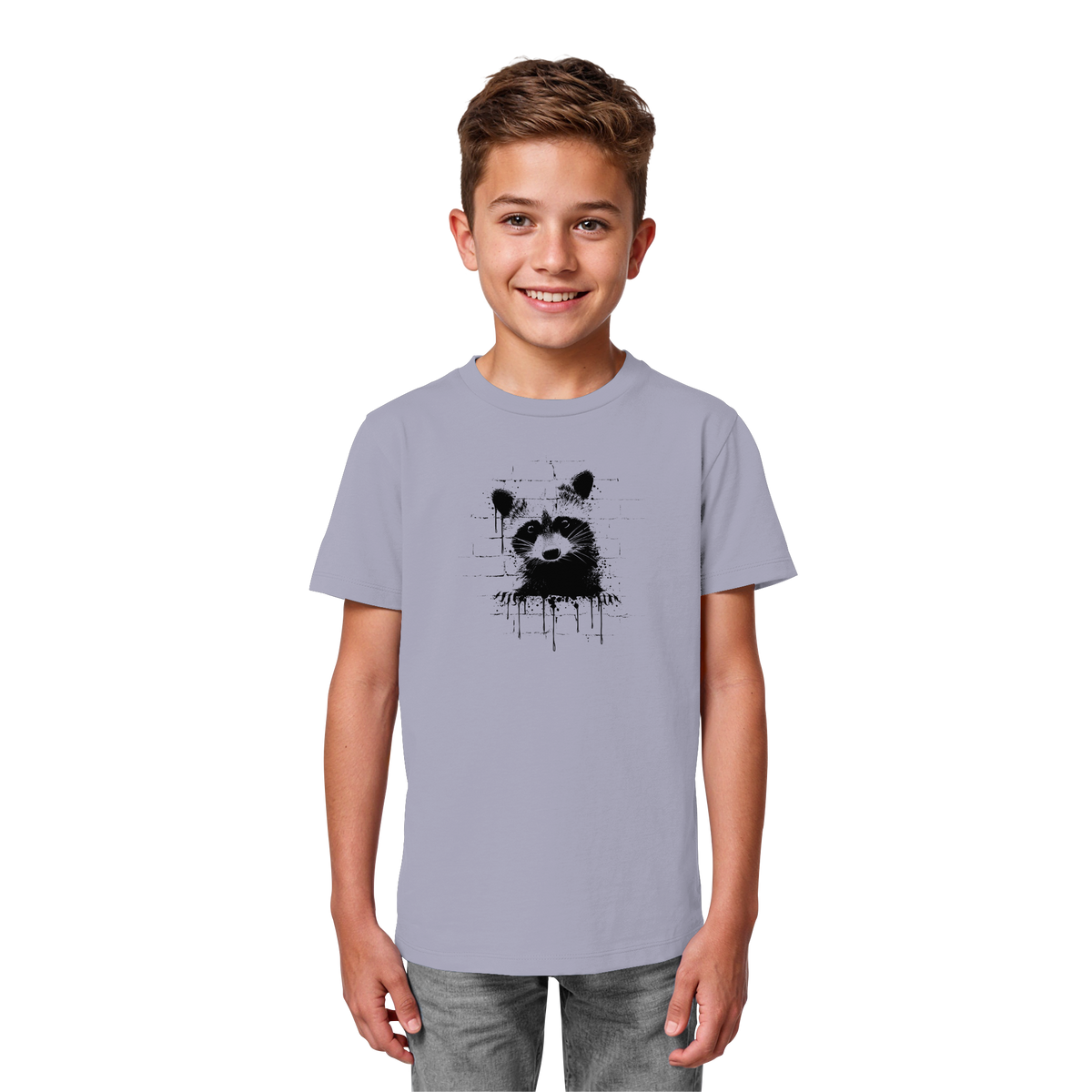 Funky Street Art Waschbär - Kids Organic Shirt