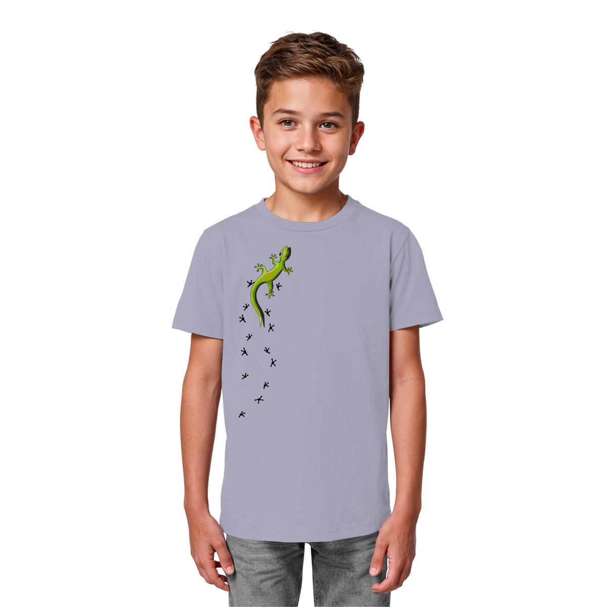 Kletternder Gecko mit Spuren - Kids Organic Shirt