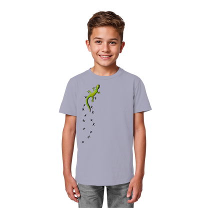 Kletternder Gecko mit Spuren - Kids Organic Shirt