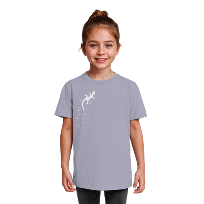 Gecko Eidechse Silhouette hell - Kids Organic Shirt