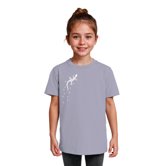 Gecko Eidechse Silhouette hell - Kids Organic Shirt