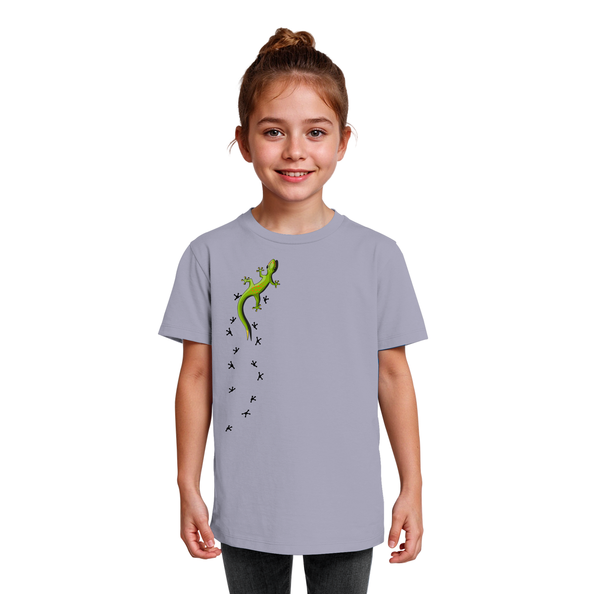 Kletternder Gecko mit Spuren - Kids Organic Shirt