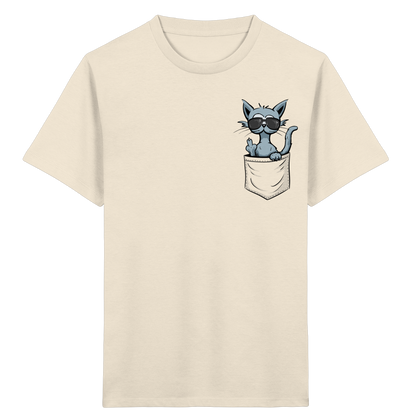 "Fuck Off" Mittelfinger Katze in der Tasche - Kids Organic Shirt