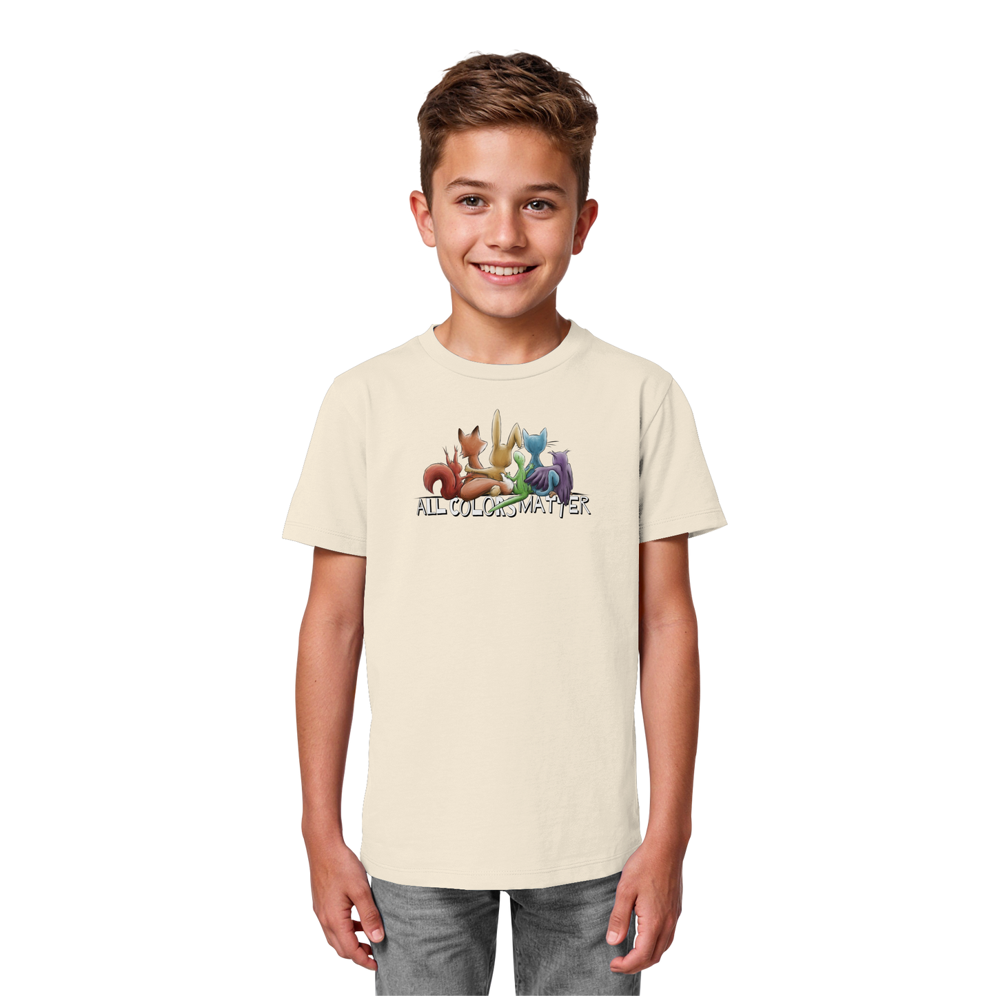 All Colors Matter! Regenbogen Tiere für Vielfalt - Kids Organic Shirt
