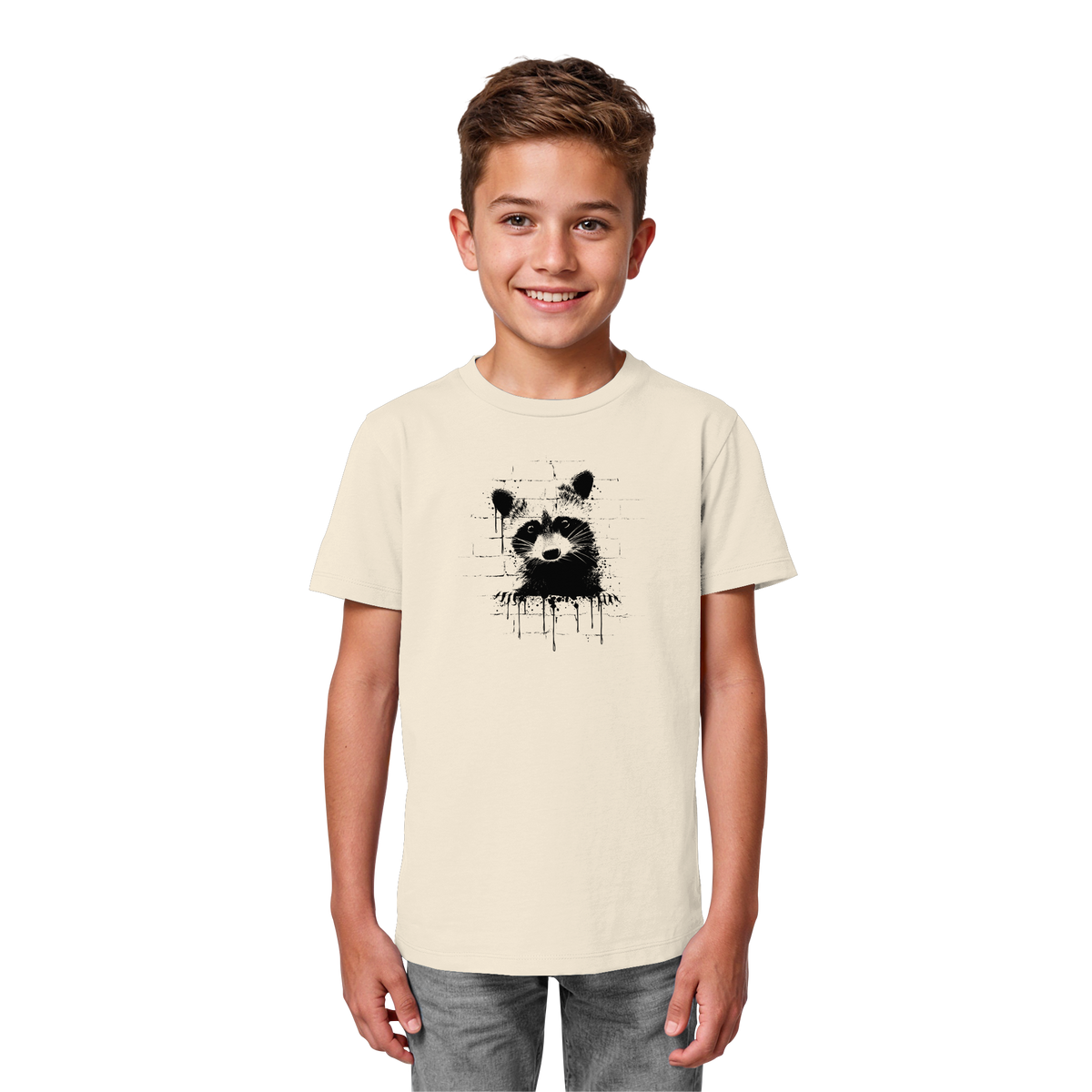 Funky Street Art Waschbär - Kids Organic Shirt