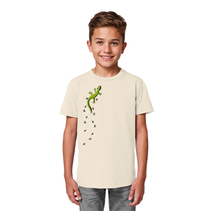 Kletternder Gecko mit Spuren - Kids Organic Shirt