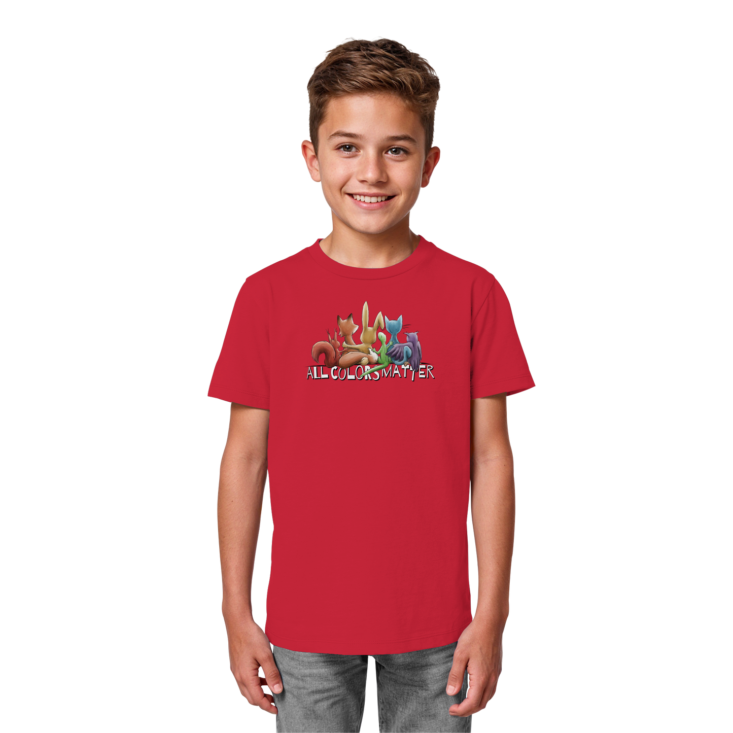 All Colors Matter! Regenbogen Tiere für Vielfalt - Kids Organic Shirt