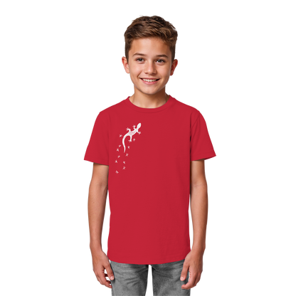 Gecko Eidechse Silhouette hell - Kids Organic Shirt