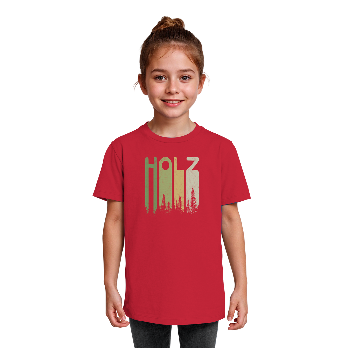 Holz Retro Wald Schriftzug - Kids Organic Shirt