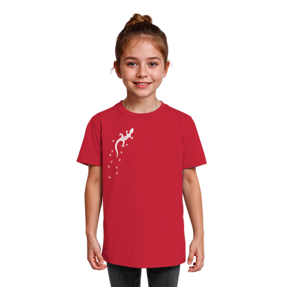 Gecko Eidechse Silhouette hell - Kids Organic Shirt