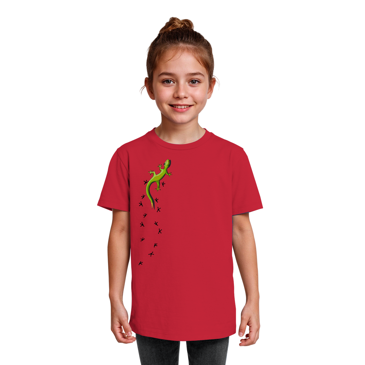 Kletternder Gecko mit Spuren - Kids Organic Shirt