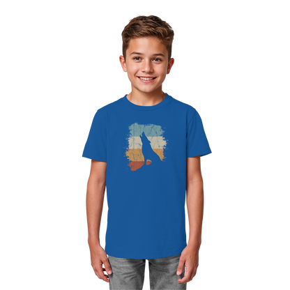 Retro Style lässig heulender Wolf  - Kids Organic Shirt