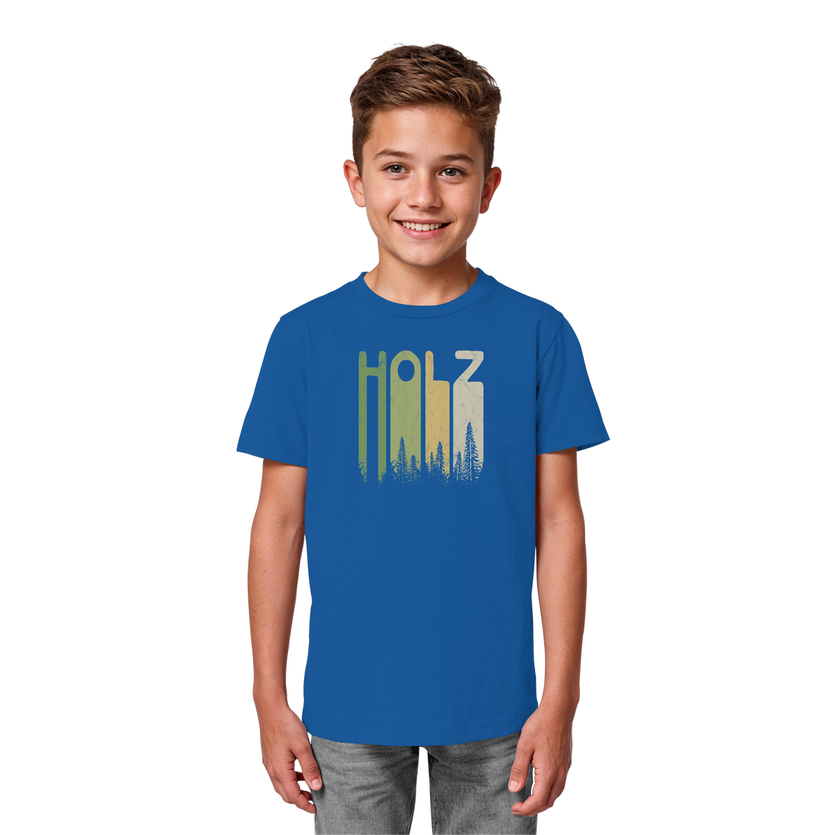 Holz Retro Wald Schriftzug - Kids Organic Shirt