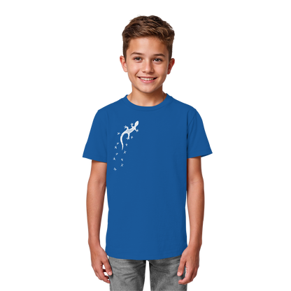 Gecko Eidechse Silhouette hell - Kids Organic Shirt