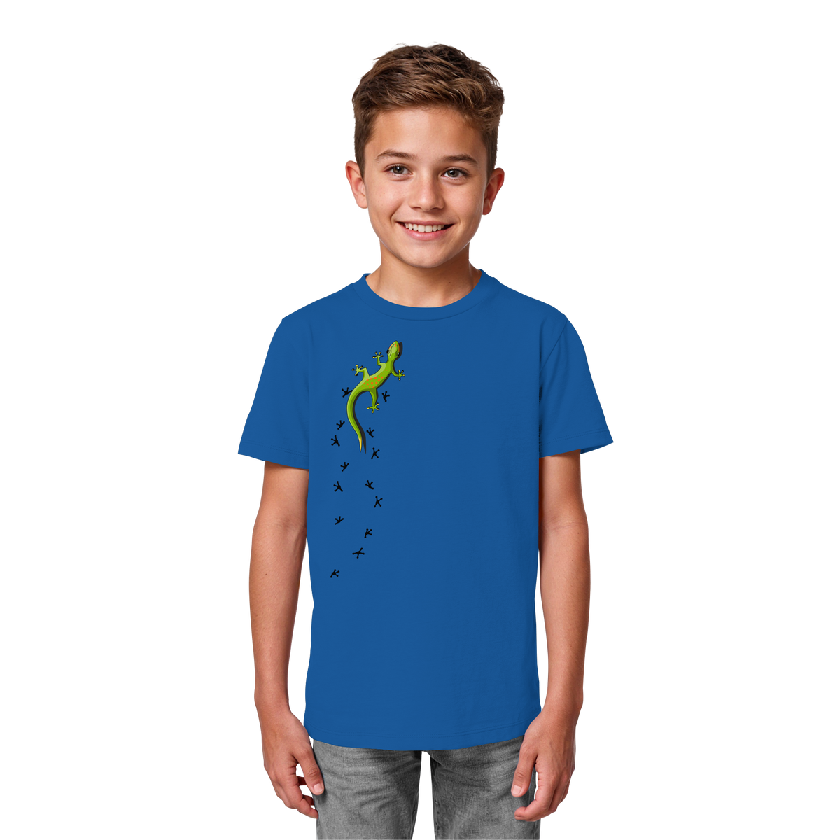 Kletternder Gecko mit Spuren - Kids Organic Shirt